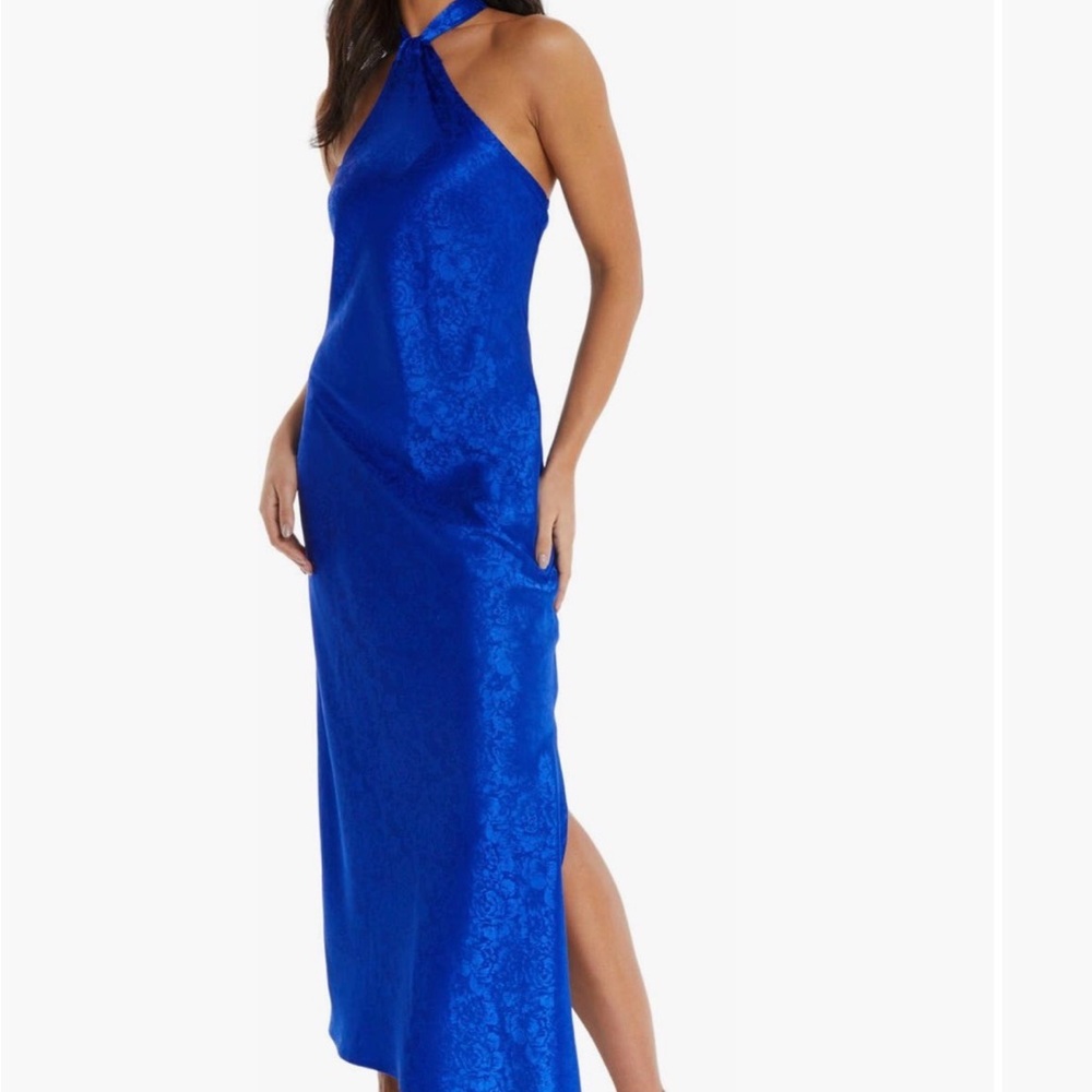QUIZ Satin Halter Neck Maxi Dress